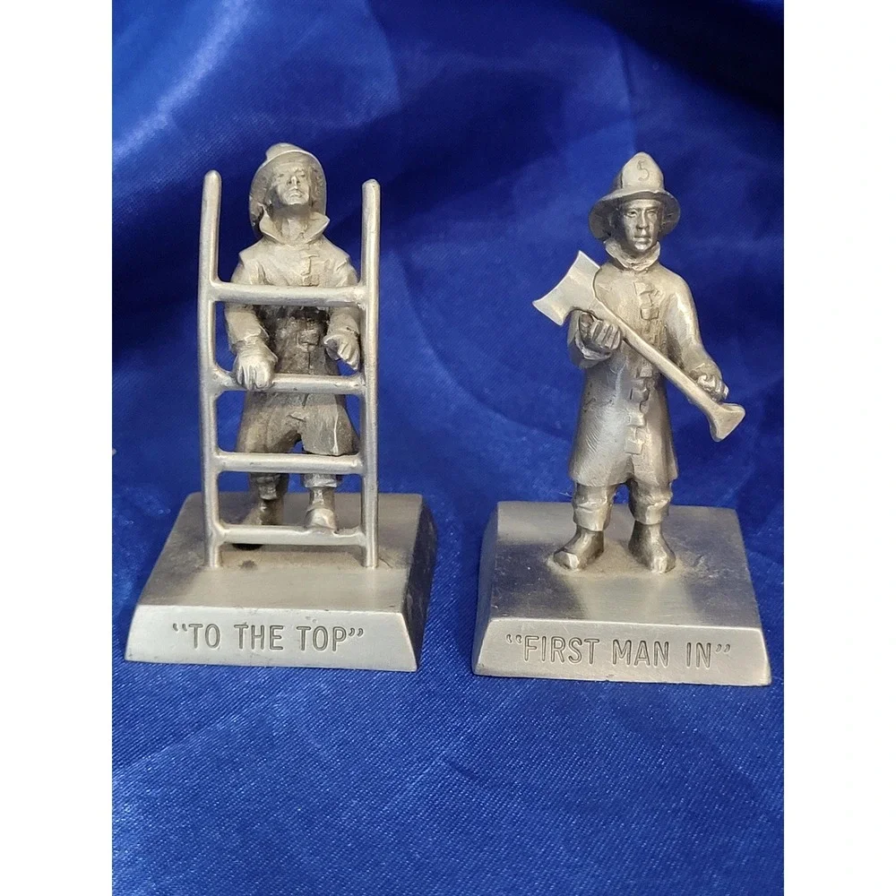 Pewter Firefighters (2) Vintage 1985 Rawcliff Pewter